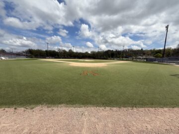 picture of a baseball diamond with the letter K behind home base
