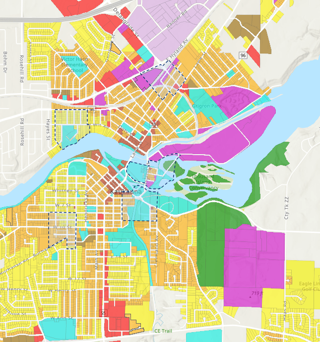 a screenshot of the City of Kaukauna Zoning Map