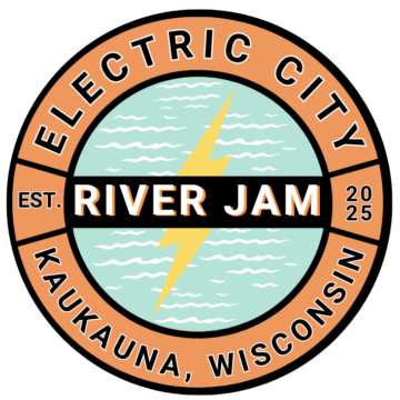 Electric City River Jam logo featuring waves and an electric bolt