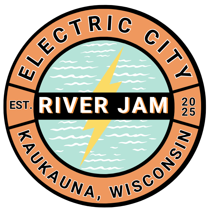 Electric City River Jam logo featuring waves and an electric bolt