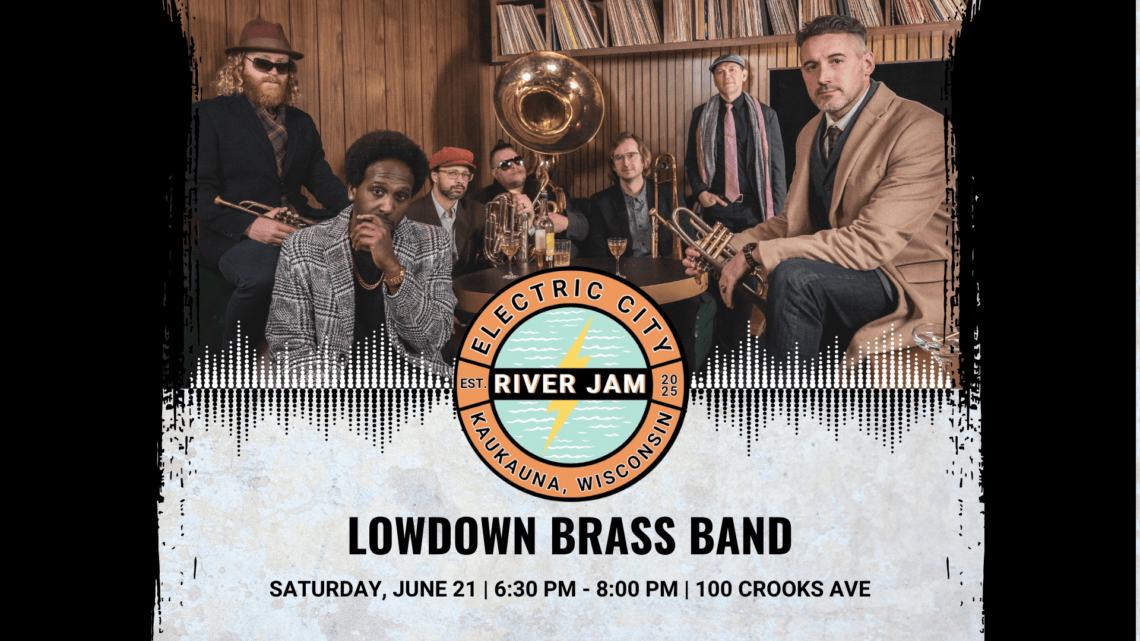 Promotional image for LowDown Brass Band playing at Electric City River Jam