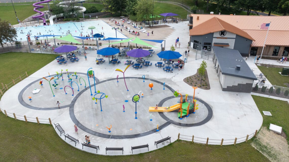 Aerial image of the finished aquatic center