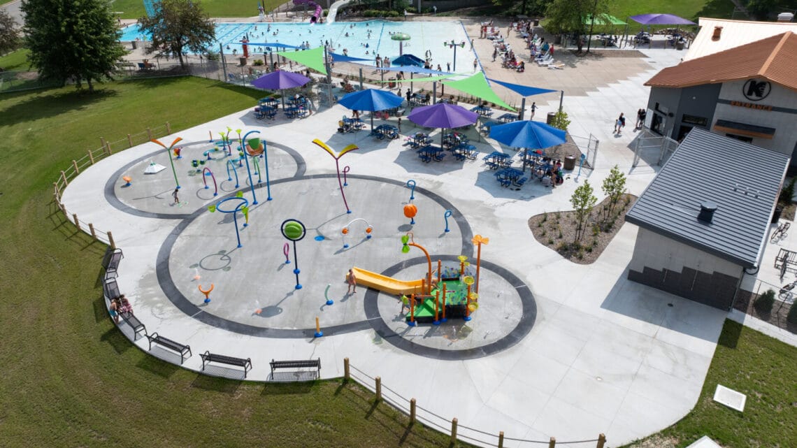 Aerial image of the finished aquatic center