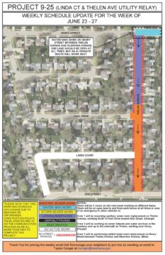 Map showing the work to be done on Linda Court and Thelen Avenue