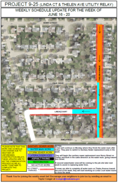 Map showing work to be completed on Linda Ct and Thelen Ave.