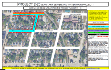 Map showing work to be done on Blackwell Street, Ducharme Street, and Desnoyer Street
