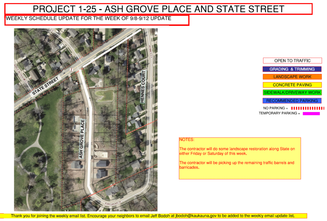 Project 1-25 map of ash grove place and state street.