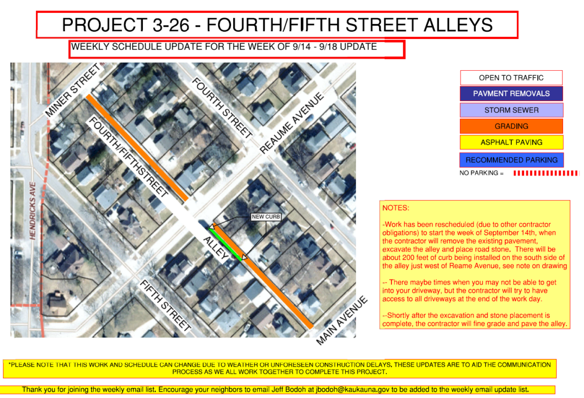 Map showing grading on the fourth/fifth street alley between miner street and main avenue