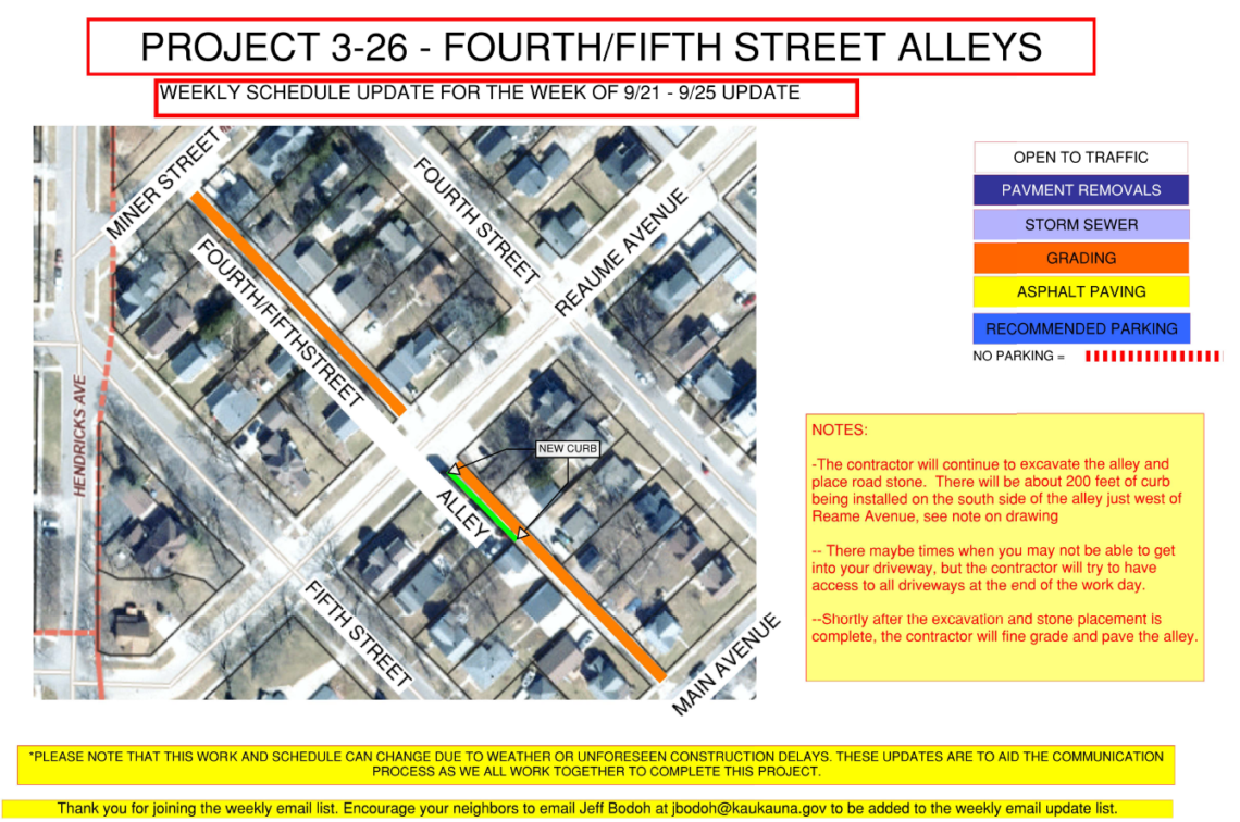 Map showing grading on the fourth/fifth street alley between miner street and main avenue
